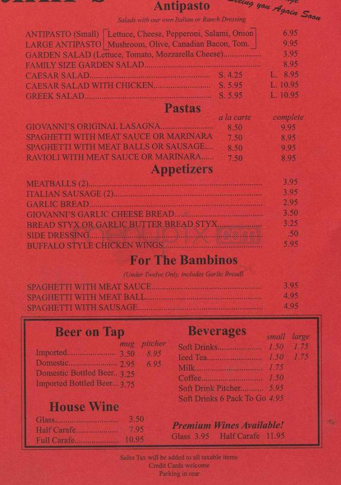 Giovanni's Pizza - Briarcliff Manor, NY menu_pic
