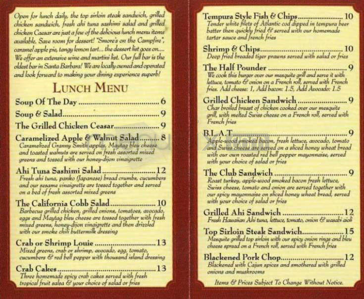 Holdren's - Santa Barbara, CA menu_pic