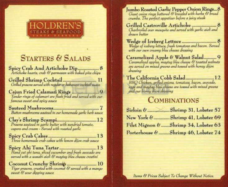 Holdren's - Santa Barbara, CA menu_pic