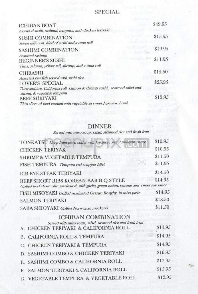 Ichiban Sushi - Santa Barbara, CA menu_pic