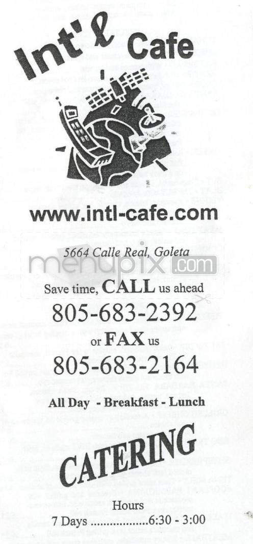 Int'l Cafe - Goleta, CA menu_pic