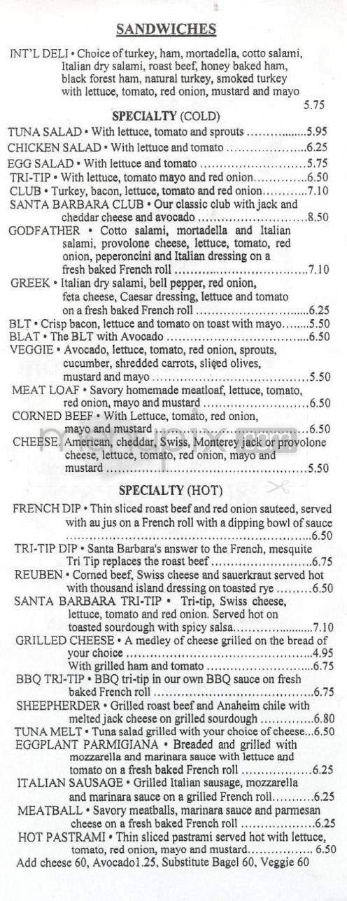 Int'l Cafe - Goleta, CA menu_pic