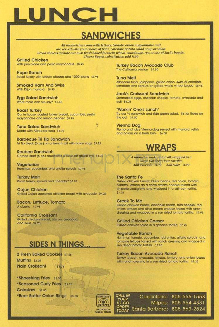 Jack's Famous Bagels - Santa Barbara, CA menu_pic