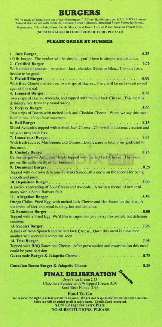 Judge For Yourself Cafe - Santa Barbara, CA menu_pic