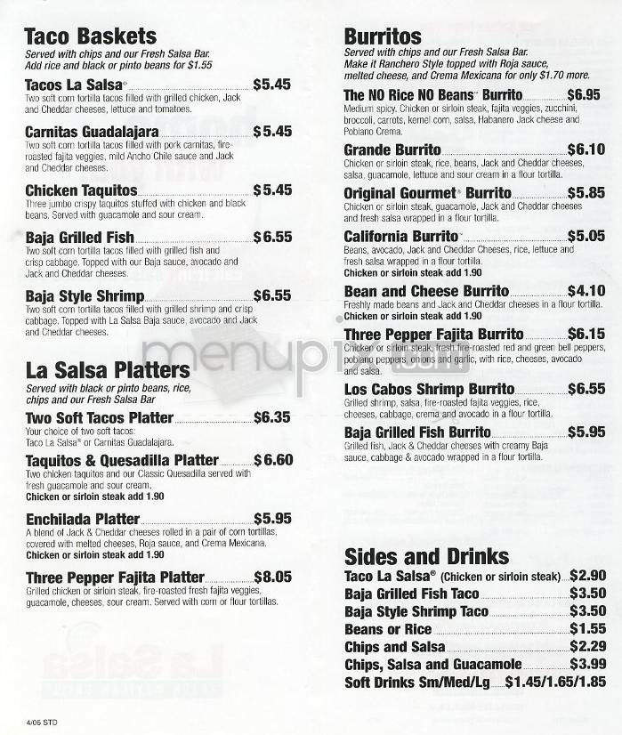 La Salsa - Santa Barbara, CA menu_pic