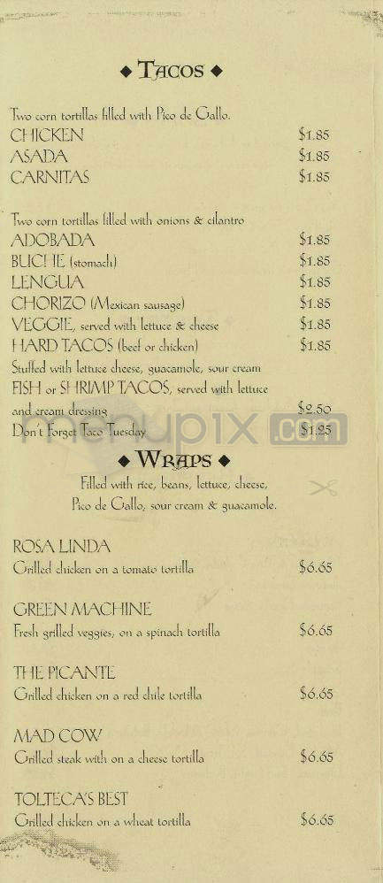 La Tolteca Restaurant - Santa Barbara, CA menu_pic