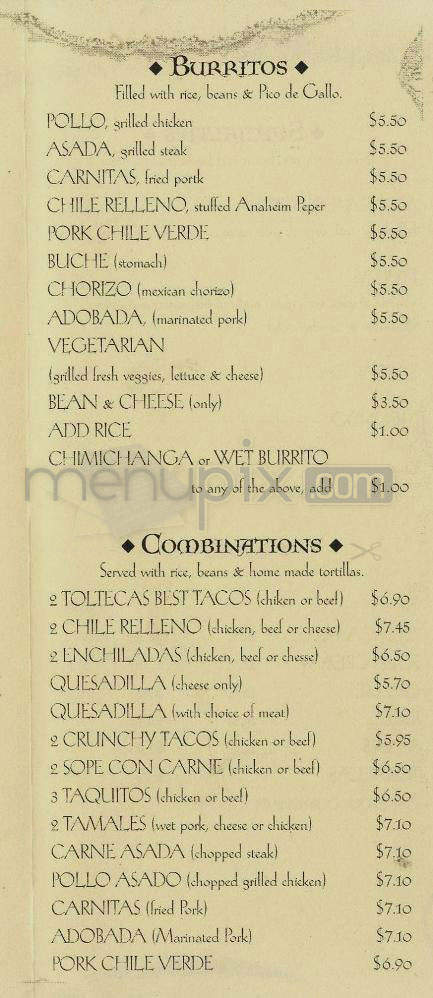 La Tolteca Restaurant - Santa Barbara, CA menu_pic