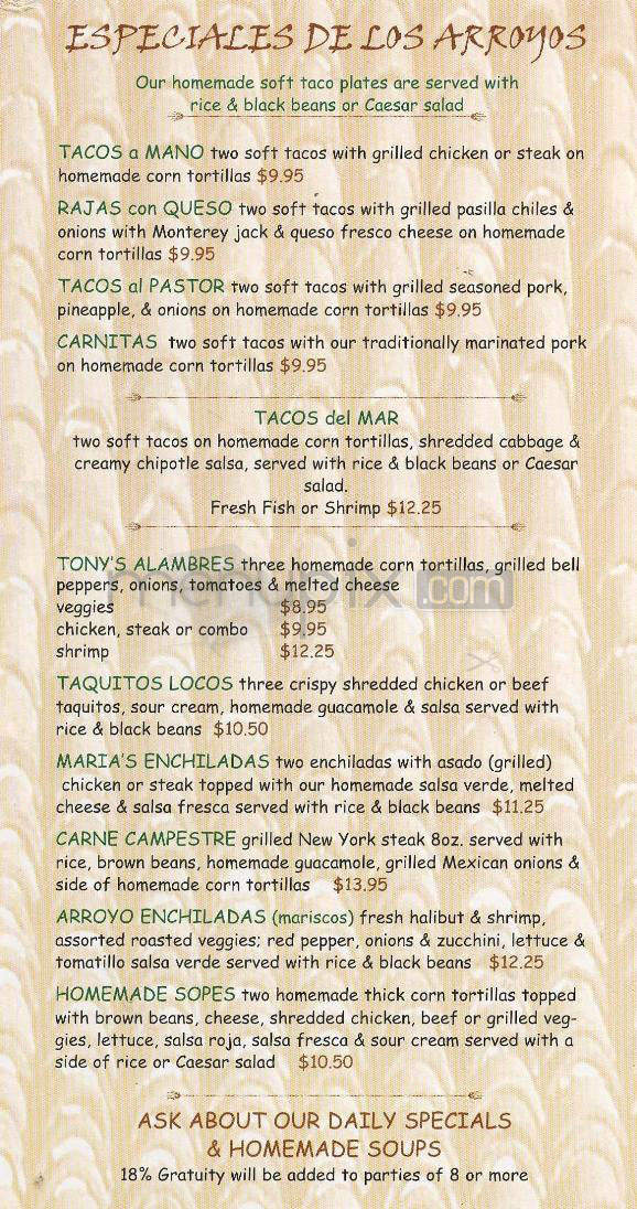 Los Arroyos - Santa Barbara, CA menu_pic
