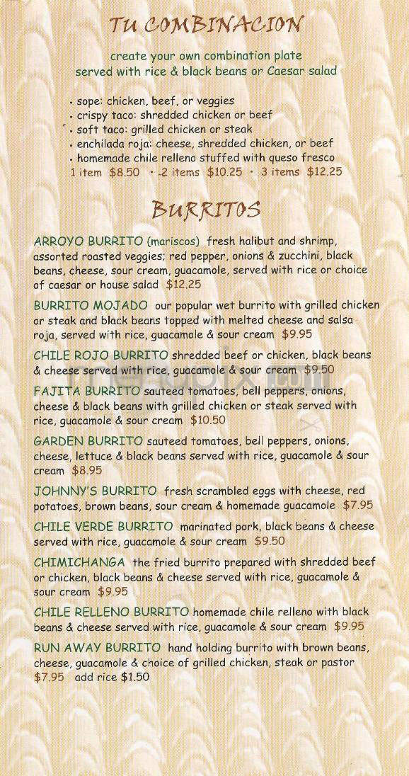 Los Arroyos - Santa Barbara, CA menu_pic