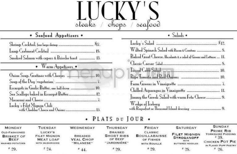 Lucky's - Montecito, CA menu_pic