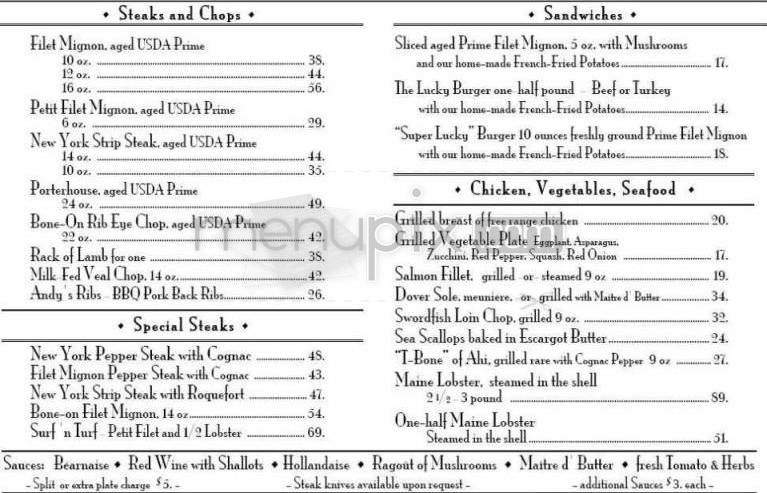 Lucky's - Montecito, CA menu_pic