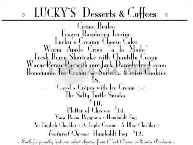Lucky's - Montecito, CA menu_pic