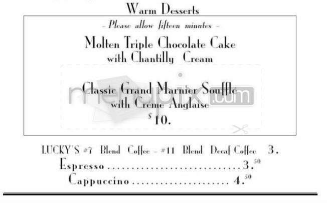 Lucky's - Montecito, CA menu_pic