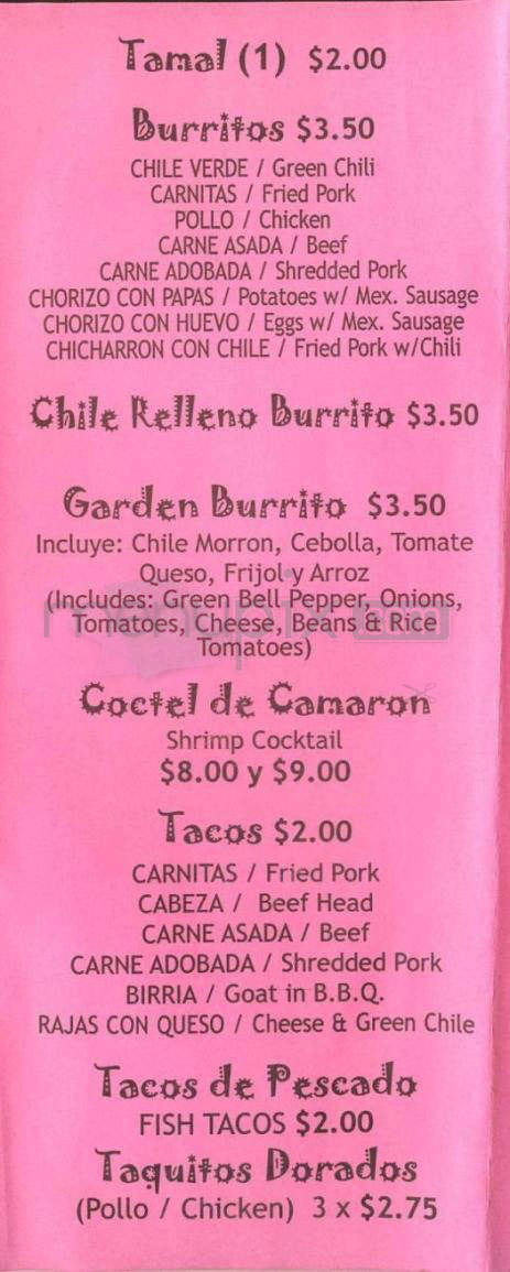 Mayo's Carniceria & Tacos - Santa Barbara, CA menu_pic