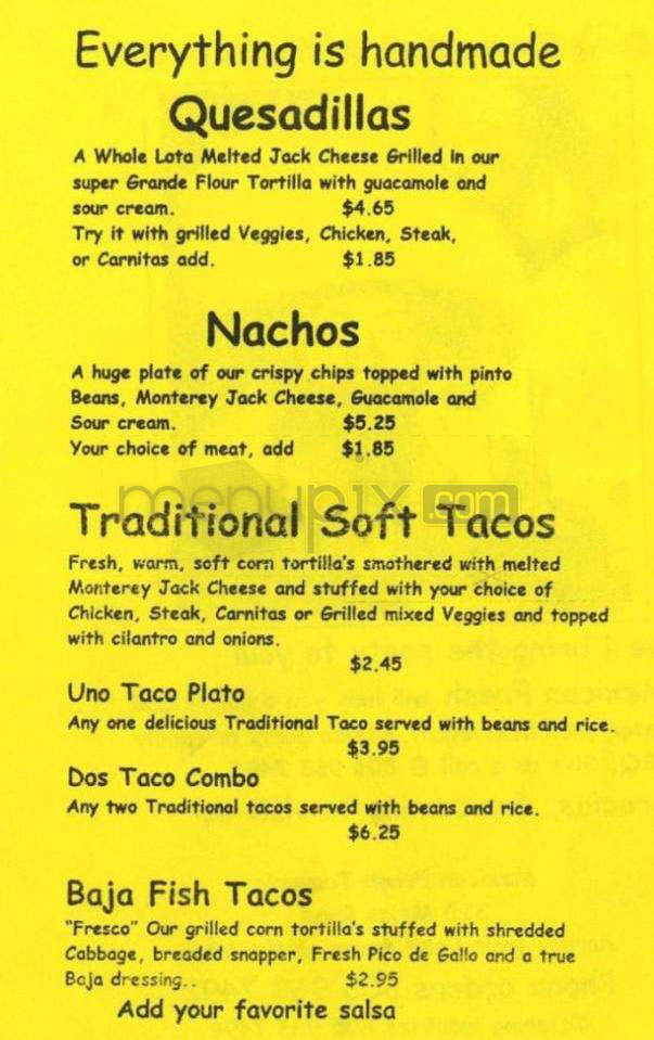 Mex-Fresh Taqueria - Santa Barbara, CA menu_pic