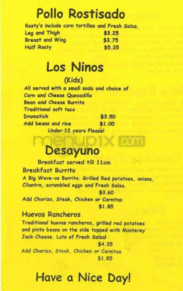 Mex-Fresh Taqueria - Santa Barbara, CA menu_pic