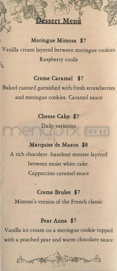 Mimosa - Santa Barbara, CA menu_pic