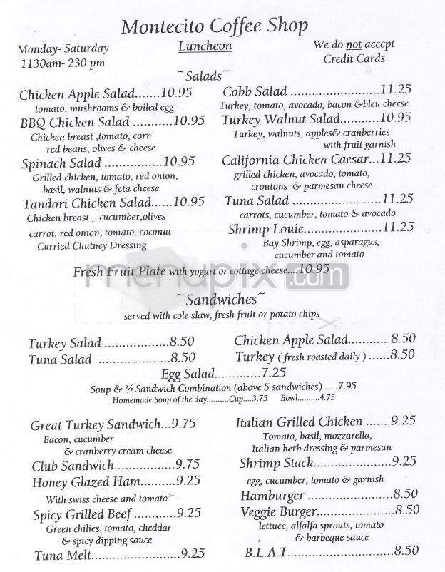 Montecito Coffee Shop - Santa Barbara, CA menu_pic