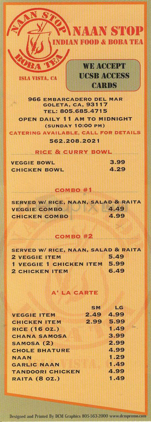 Naan Stop - Isla Vista, CA menu_pic