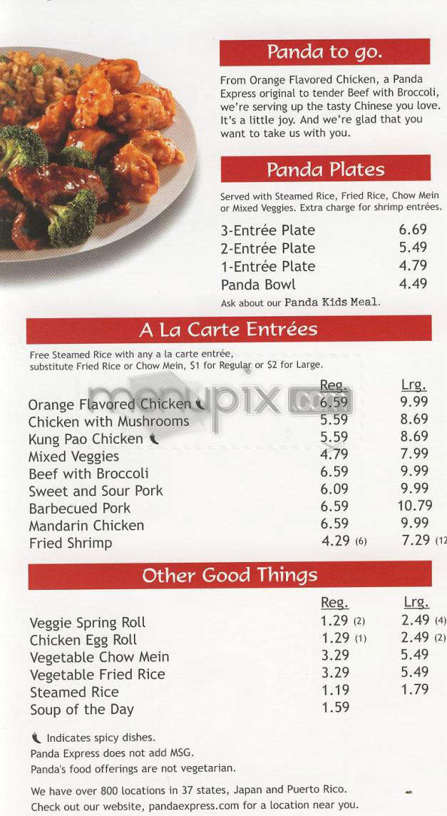 Panda Express - Goleta, CA menu_pic