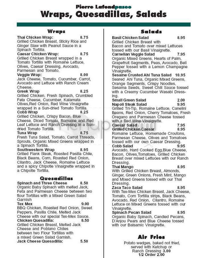 Pierre Lafond - Santa Barbara, CA menu_pic