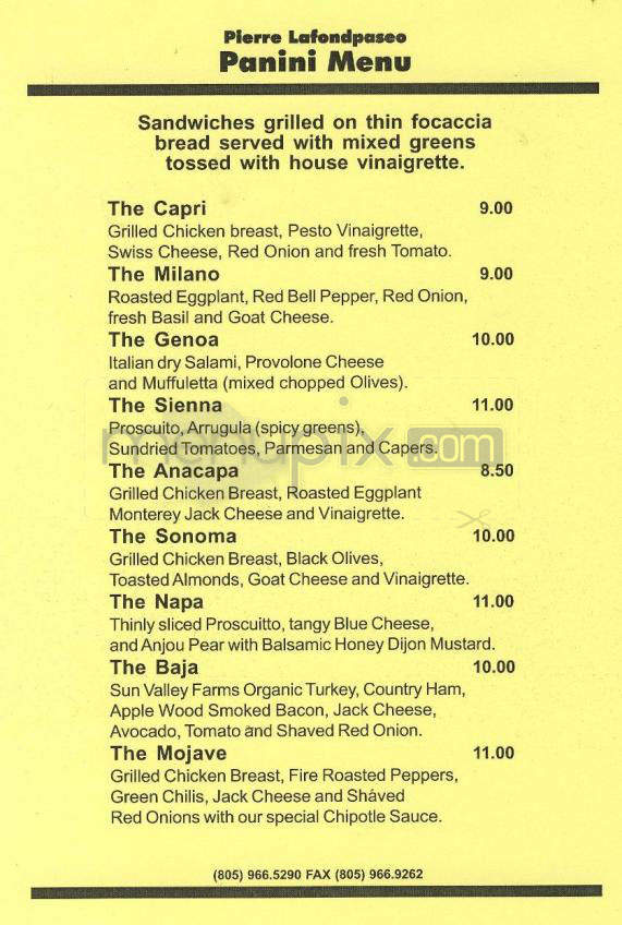 Pierre Lafond - Santa Barbara, CA menu_pic