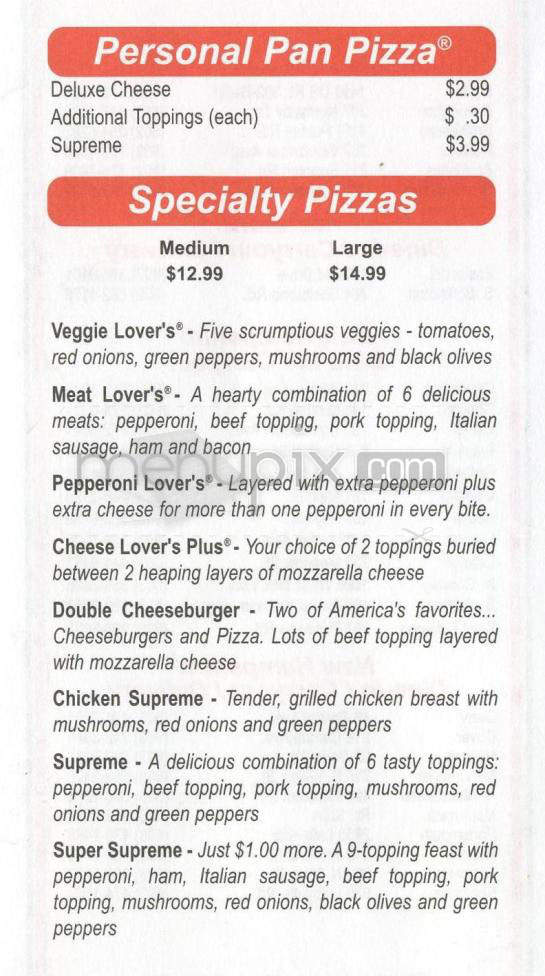 Pizza Hut - Santa Barbara, CA menu_pic