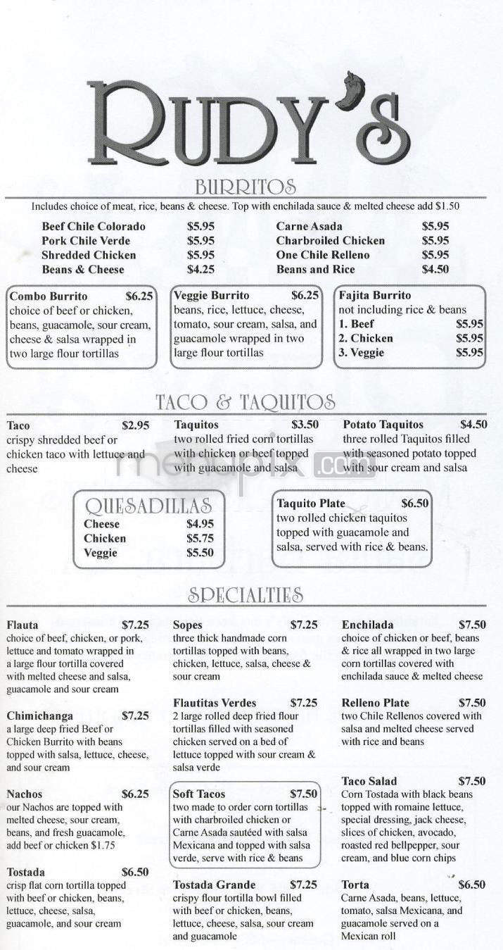 Rudy's Mexican Restaurant - Santa Barbara, CA menu_pic