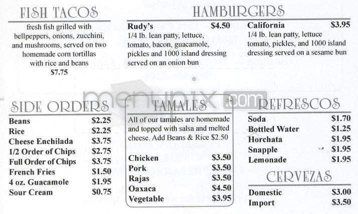Rudy's Mexican Restaurant - Santa Barbara, CA menu_pic