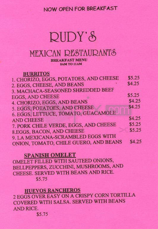Rudy's Mexican Restaurant - Santa Barbara, CA menu_pic