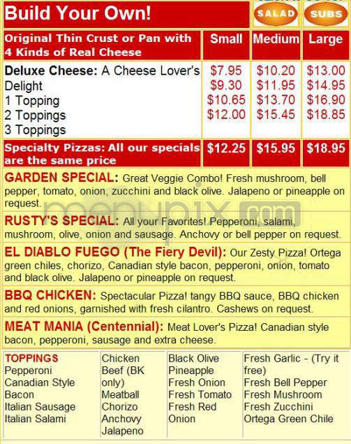 Rusty's Pizza Parlor - Santa Barbara, CA menu_pic