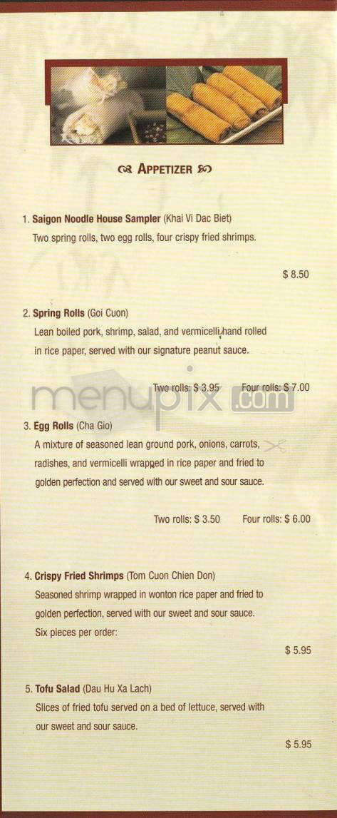 Saigon Noodle House - Goleta, CA menu_pic