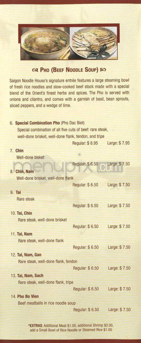 Saigon Noodle House - Goleta, CA menu_pic