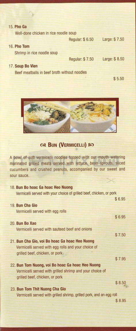 Saigon Noodle House - Goleta, CA menu_pic