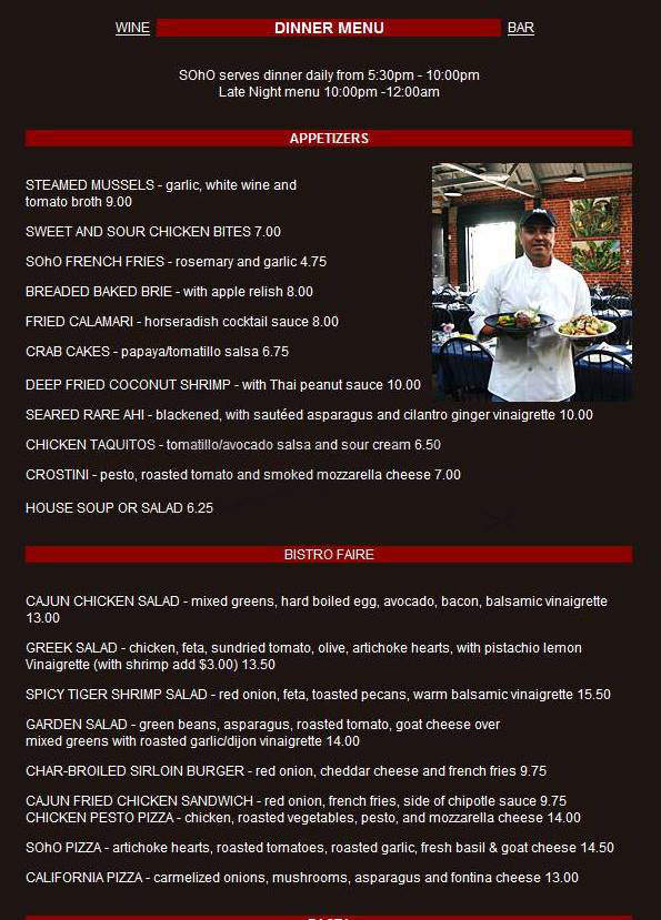 Soho Restaurant & Music Club - Santa Barbara, CA menu_pic