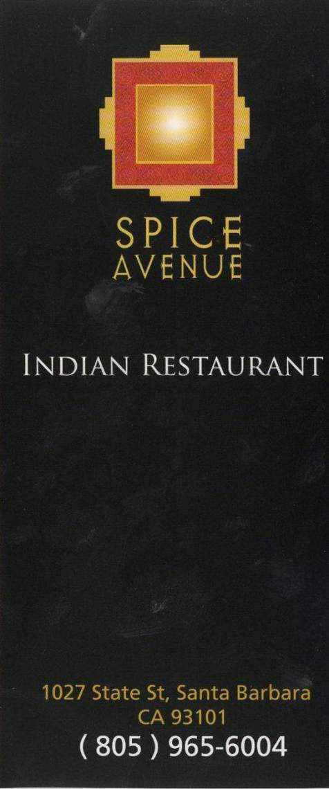 Spice Avenue - Santa Barbara, CA menu_pic