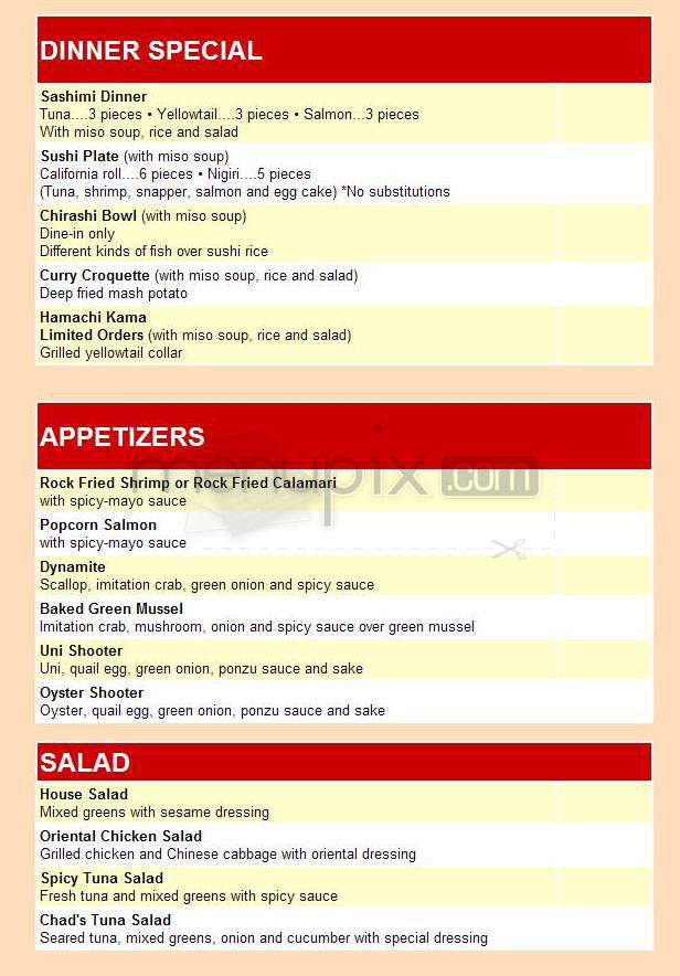 Sushi Teri - Santa Barbara, CA menu_pic