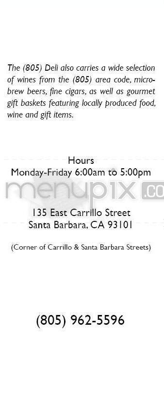 The (805) Deli - Santa Barbara, CA menu_pic