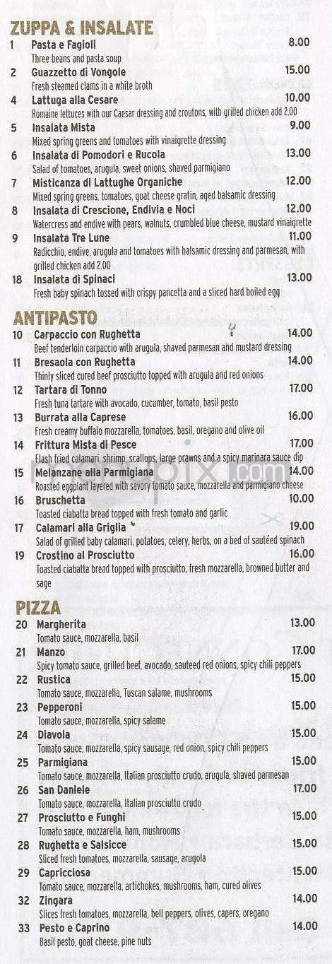 Tre Lune - Montecito, CA menu_pic