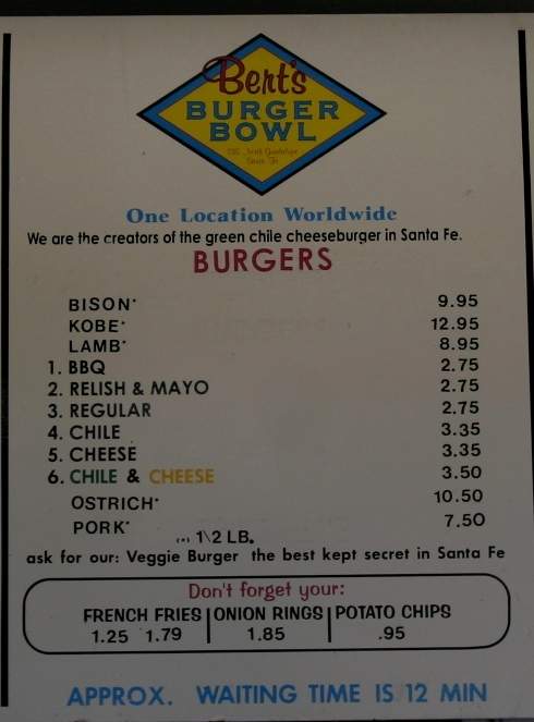Bert's Burger Bowl - Santa Fe, NM menu_pic