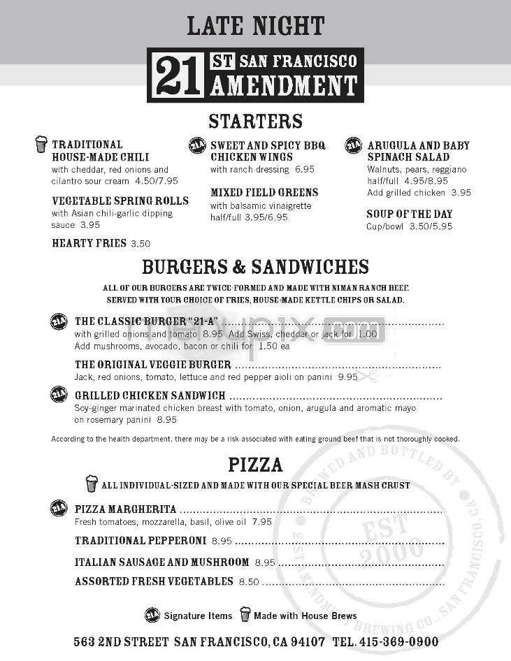 21st Amendment - San Francisco, CA menu_pic