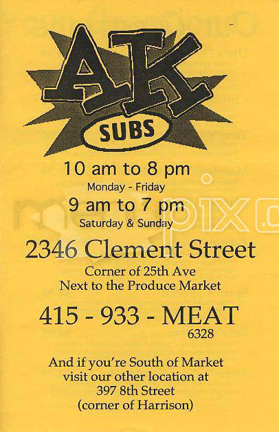 AK Subs - San Francisco, CA menu_pic