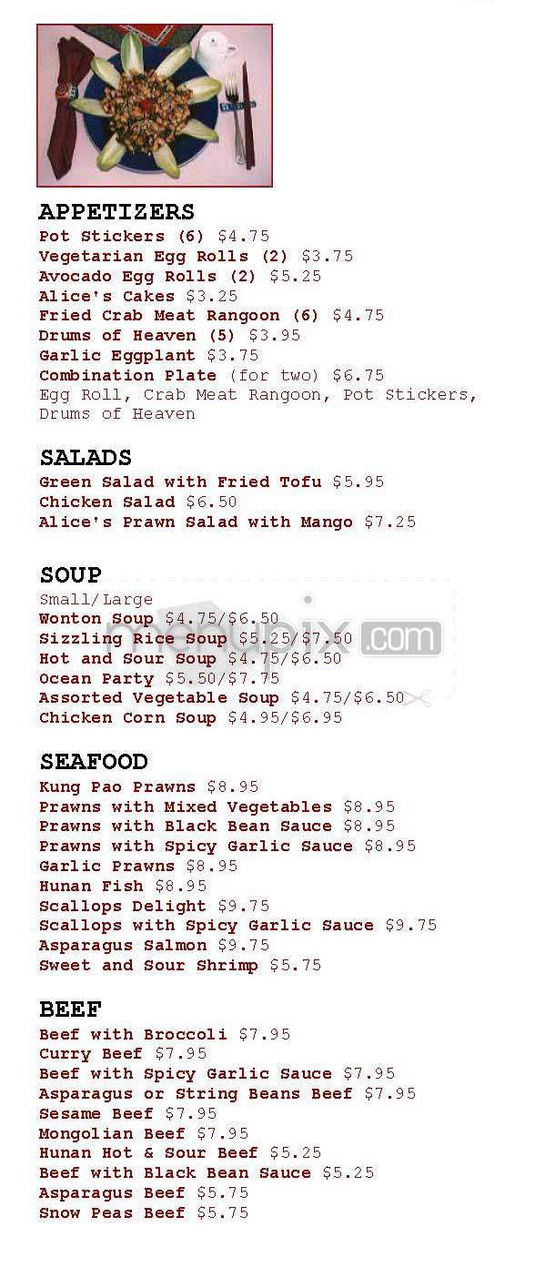 Alice's Restaurant - Dripping Springs, TX menu_pic