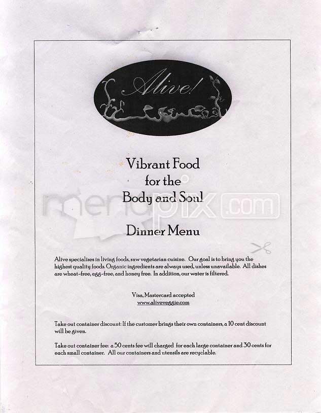Alive - San Francisco, CA menu_pic