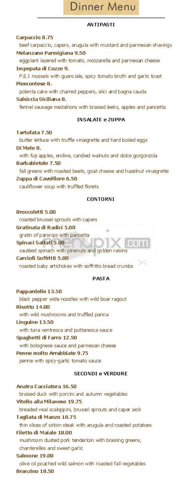 Antica Trattoria - San Francisco, CA menu_pic