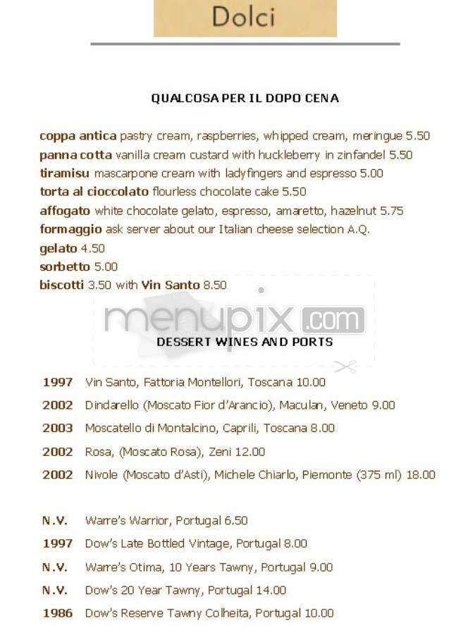 Antica Trattoria - San Francisco, CA menu_pic