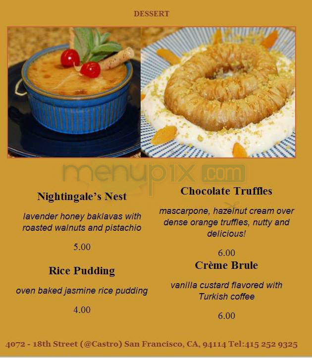 Ararat - San Francisco, CA menu_pic