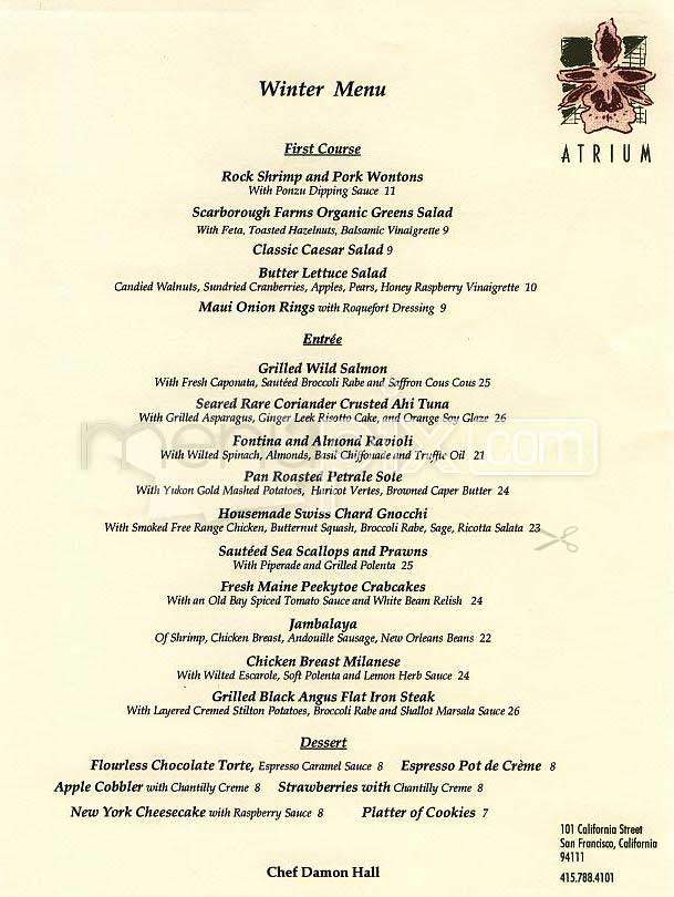 Atrium - Los Angeles, CA menu_pic