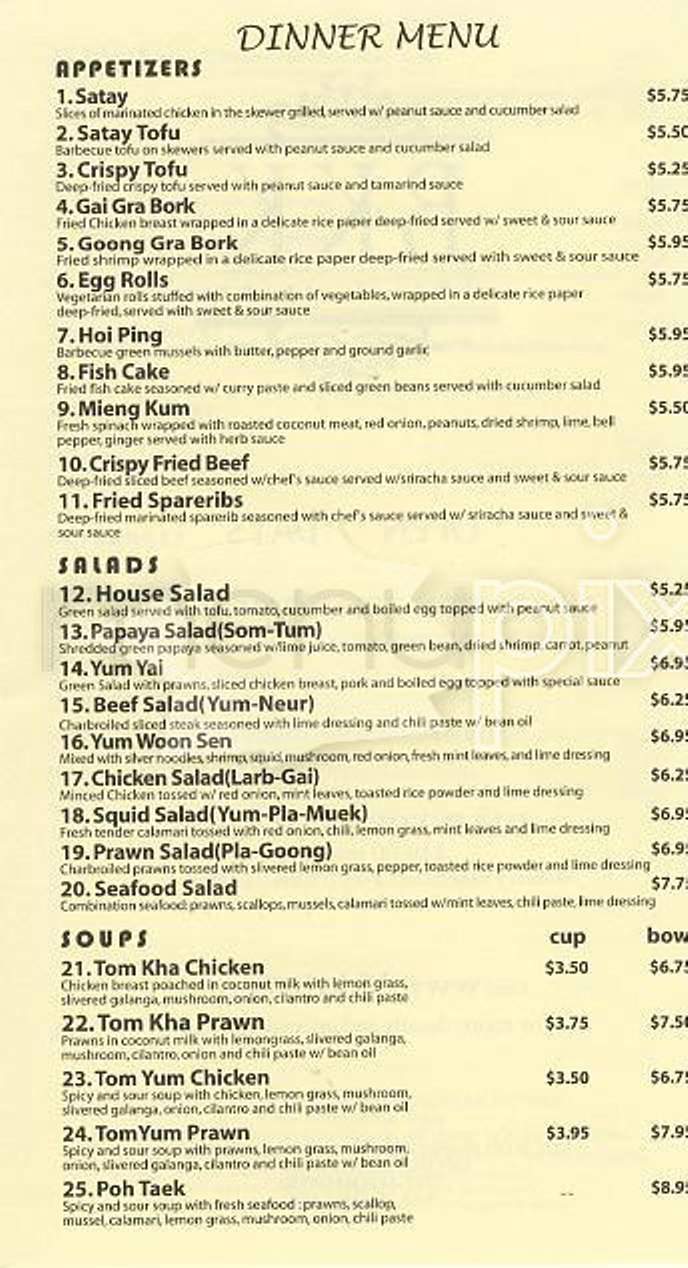 BKK Thai Cuisine - San Francisco, CA menu_pic
