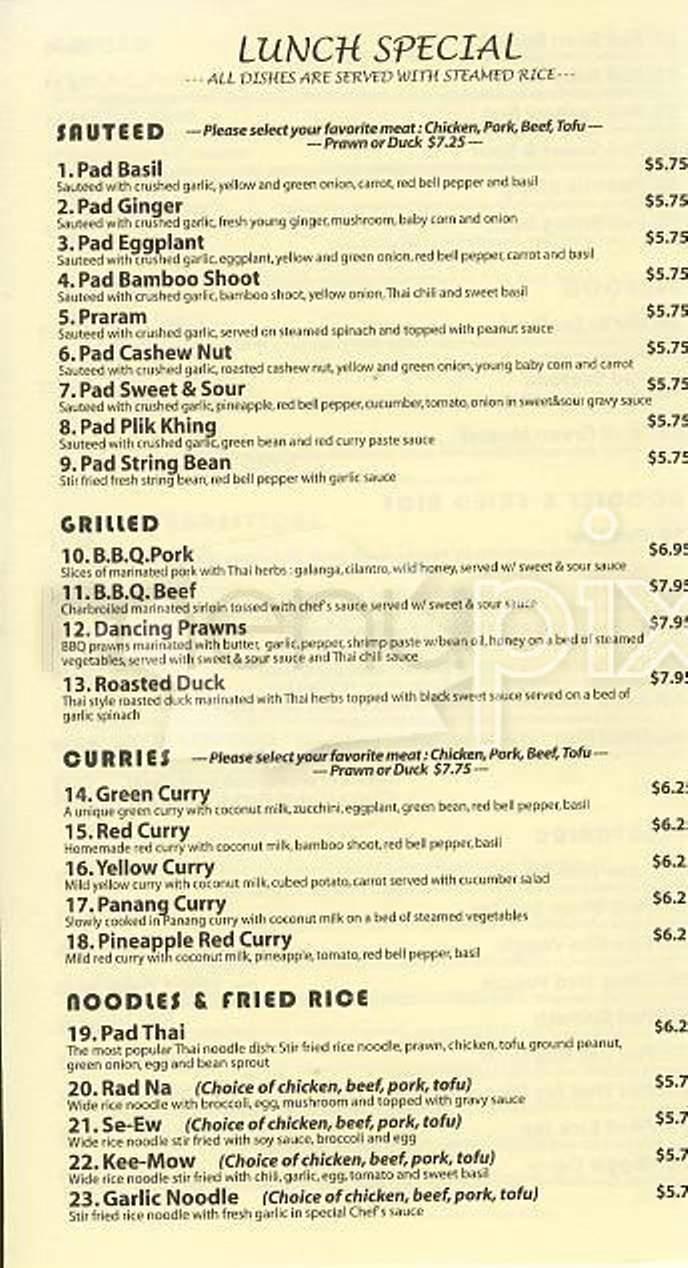 BKK Thai Cuisine - San Francisco, CA menu_pic